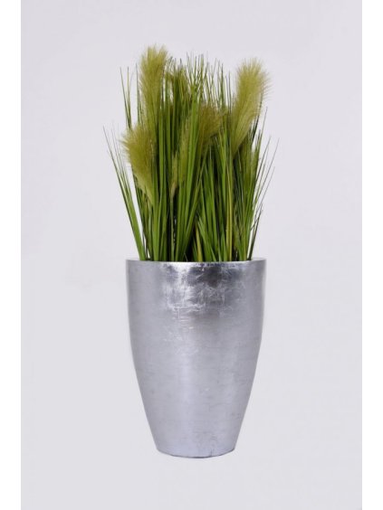 Kvetináč OPALA, sklolaminát, výška 44 cm, strieborný lesk