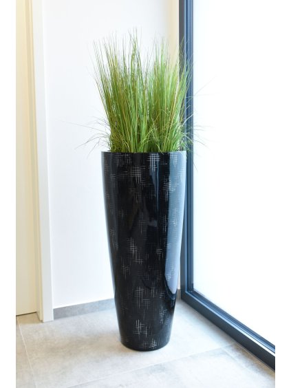 Kvetináč METRO, sklolaminát, výška 100 cm, čierny