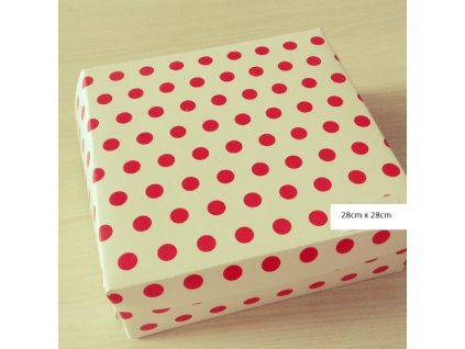 Dortová krabice velký červený puntík 28cm x 28cm / 5ks