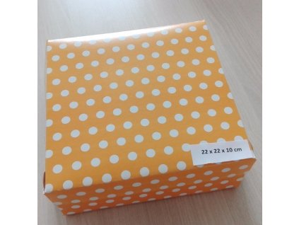Dortová krabice žlutá a bílý puntík 22cm x 22cm 5ks