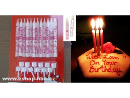 Hello Kitty - sada 12 dortových svíček