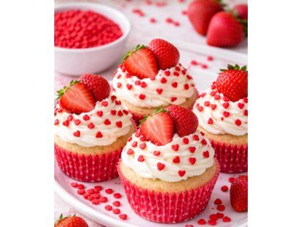 Červená cukrová srdíčka na dorty a cupcake