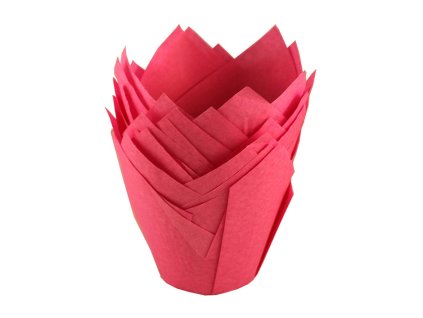 Červené cukrářské tulipánové košíčky 50ks