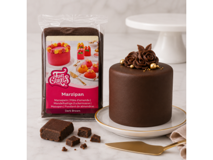 Tmavě hnědý marcipán FunCakes 250 g