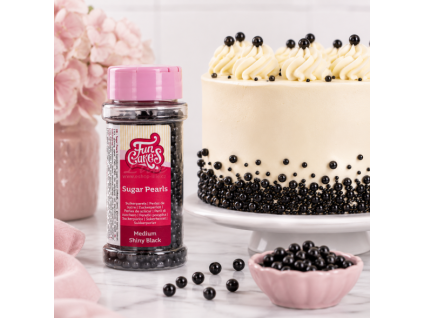 Černé střední cukrové perle FunCakes 4 mm