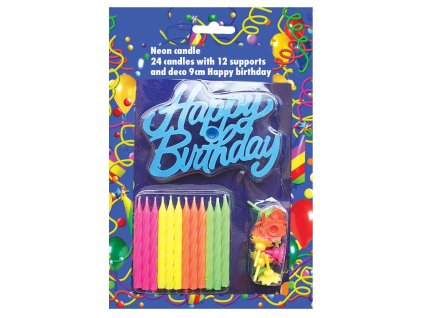 Dortové svíčky a nápis Happy Birthday C-2