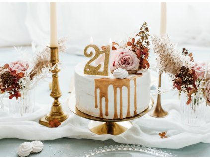 21 zlatá dortová svíčka k zapíchnutí SCU5-21-019