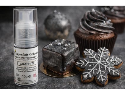 grafitově šedá prachová třytivá barva