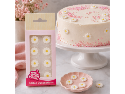 Bílé cukrové kopretinky 16 ks FunCakes