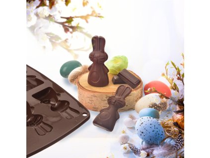 Forma silikonová na čokoládu Zajíčci 151784