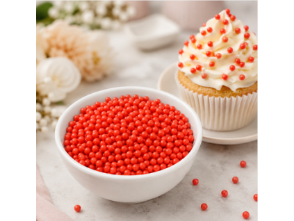Červené měkké cukrové perličky FunCakes 5 mm