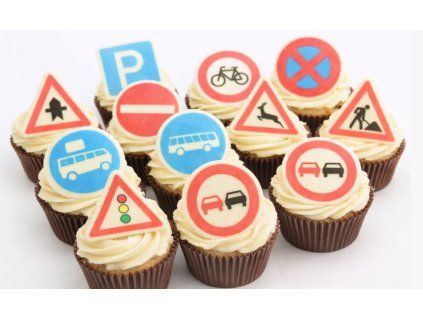 Jedlé dopravní značky na dort a cupcakes