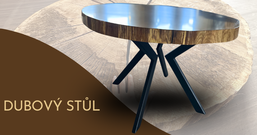 Epoxidový dubový stolek průměr 85 cm - příběh