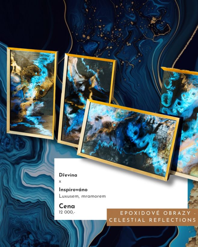 Epoxidové obrazy, které vystihují mě ( @mal.catherine ) 🖤 kombinace černé a zlaté, doplněno o modrou K zakoupeni na našem...