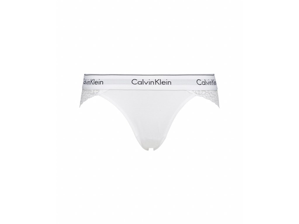 Krajkové kalhotky/bikini s přední bavlněnou částí Calvin Klein limitovaná kolekce bílé CK QF4584E 100