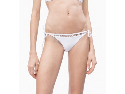 Calvin Klein dámský plavkový spodek - bílý - zavazovací Intense Power  KW0KW00648 143 (TIE SIDE BIKINI BOTTOM CK - PVH WHITE) 4500257682