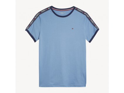 Pánské tričko Tommy Hilfiger modré UM0UM00562_450 (LOGO TAPE T-SHIRT TH)