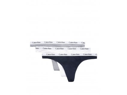 3pack Calvin Klein dámské tanga bílá, tmavě modrá, proužek ( QD3587E YS3)