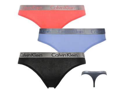 Calvin klein dámská tanga 3ks - modrá,červená,černá 3pack CK Thongs/strings (QD3590E YFP)