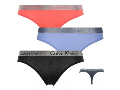 Calvin klein dámská tanga 3ks - modrá,červená,černá 3pack CK Thongs/strings (QD3590E YFP)
