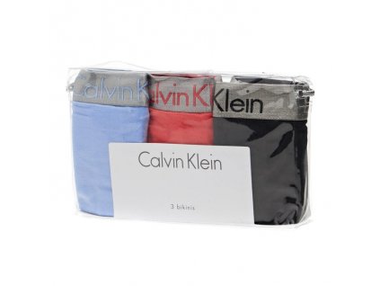 Calvin Klein 3ks balení dámských Kalhotek - modrá,červená a černa - CK 3pack bikinis QD3589E - YFP