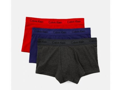 Calvin Klein 3KS BALENÍ Boxerek S KRATŠÍ NOHAVIČKOU - barva červená,modrá,šedá ( CK low rise trunks U2664G HWB)