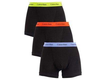 CK 3KS BALENÍ Boxerek se středně dlouhou nohavičkou Calvin Klein černé + barevná guma ( 3pack trunks U2662G gmp)