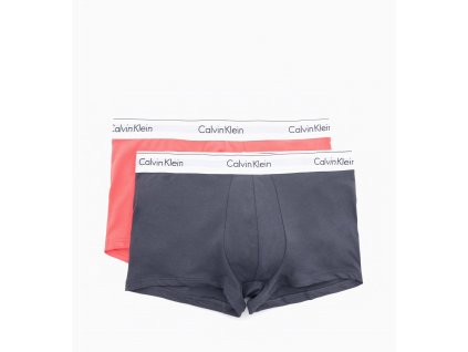 Calvin Klein 2ks balení - boxerek modern cotton stretch s krátkou nohavičkou šedé a lososové s bílou gumou ( NB1086A_KGQ / 000NB1086A_KGQ )
