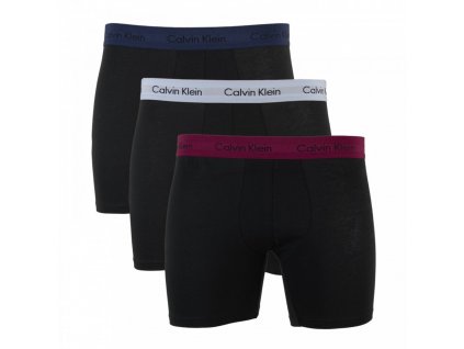 Calvin Klein  3KS BALENÍ Boxerek s dlouhou nohavičkou černé + barevná guma ( NB1770A RVN)