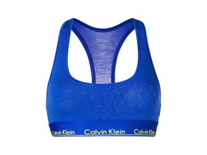 Calvin Klein limitovaná kolekce  Dámská podprsenka  Modern cotton Bralette modrá s žlutým logo nápisem F3785E-PZ6