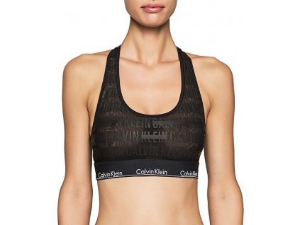 Calvin Klein podprsenka - Braletka - Modern Cotton - Limitovaná kolekce Censored Logo - černá - qf1879e-ej1 - black zepředu
