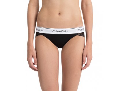 Krajkové kalhotky/bikini s přední bavlněnou částí Calvin Klein limitovaná kolekce černé CK QF4584E 001