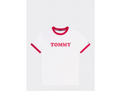 Tommy Hilfiger Pánské tričko z Organické bavlny z limitované kolekce v retro stylu - červeno bílé UM0UM01620 100 (LOGO ORGANIC COTTON T-SHIRT TH)