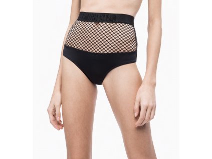 Calvin Klein dámský plavkový spodek - černý - vysoký Intense Power  KW0KW00639 094 ( Mesh High Waist Bikini CK - PVH BLACK)