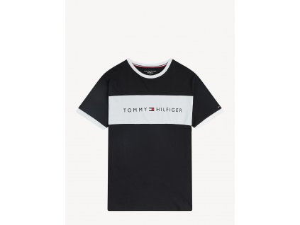 Tommy Hilfiger Limitovaná kolekce z Organické bavlny pánské tričko - černo - bílé UM0UM01170 990 (FLAG LOGO CREW NECK T-SHIRT TH)