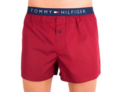 Tommy Hilfiger pánské trenýrky Bordó 100% popelín  - limitovaná kolekce - ICON Boxer woven (UM0UM00099 621)