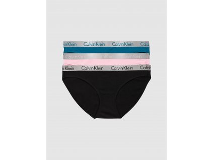 Calvin Klein 3ks balení dámských Kalhotek - růžová/tělová, černá, zelená - CK 3 pack bikini briefs 000QD3589E 8VG