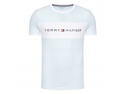 Tommy Hilfiger Pánské tričko Limitovaná kolekce z Organické bavlny baby blue UM0UM01170 XLG (TEE LOGO FLAG TH)