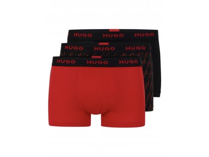 Hugo by Hugo Boss 3pack trunks - boxerek se středně dlouhou nohavičkou černé,červené a vzor (50480170 621)