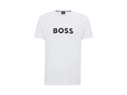 Bílé Hugo Boss Pánské tričko volnější střih regular fit 50491706 100