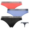 Calvin klein dámská tanga 3ks - modrá,červená,černá 3pack CK Thongs/strings (QD3590E YFP)