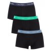 Calvin Klein 3pack trunk - boxerek s krátkou nohavičkou černé s barevnou gumou ( U2664G_VVK cotton stretch )