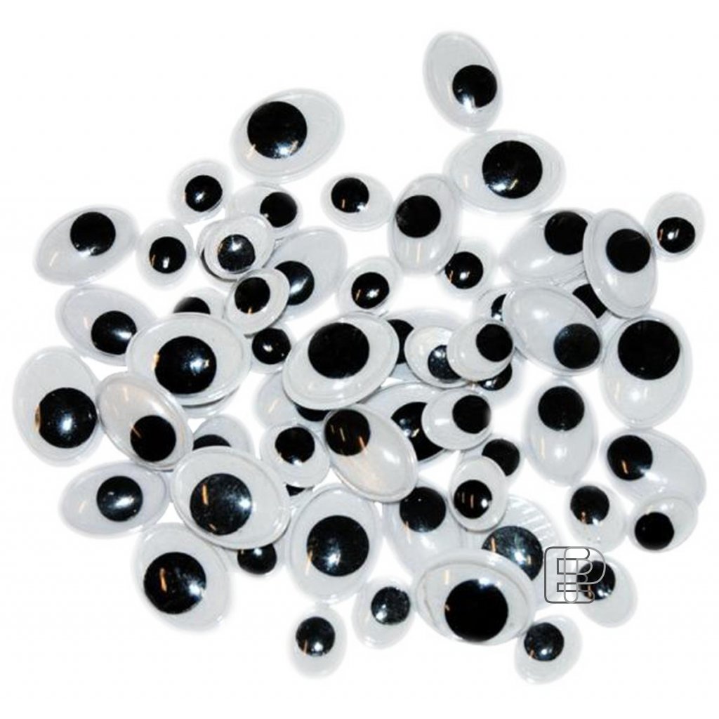 Oči lepící 8,10,12mm černé oválné 54ks