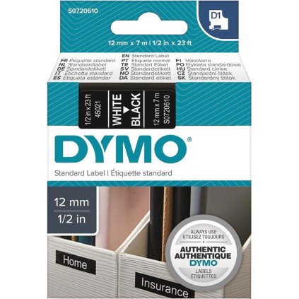 Dymo páska 12mm 45021 Bílá/černou