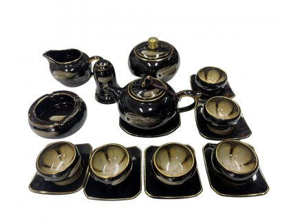 Keramický  černý čajový set