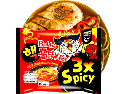 Zupka Makaron Ramen 3x Spicy Hot Kurczak 140g SAMYANG
