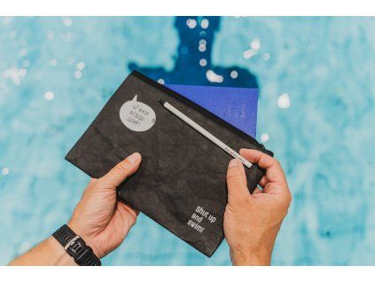 Diář modrý s voděodolnou kapsou (černá/šedá)