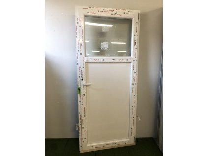 Balkonové dveře 90x205 (900x2050mm) Bílá/Bílá (klika/klika, zámek, AL práh) 1/3sklo