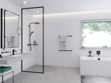 HANSGROHE UNICA S PURO srpchová tyč 650mm se sprchovou hadicí, černá mat