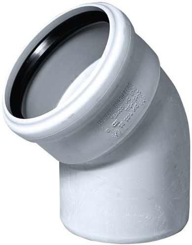 Tvarovka SKB koleno plastová odpadní DN 125, 45° - odhlučněná bílá